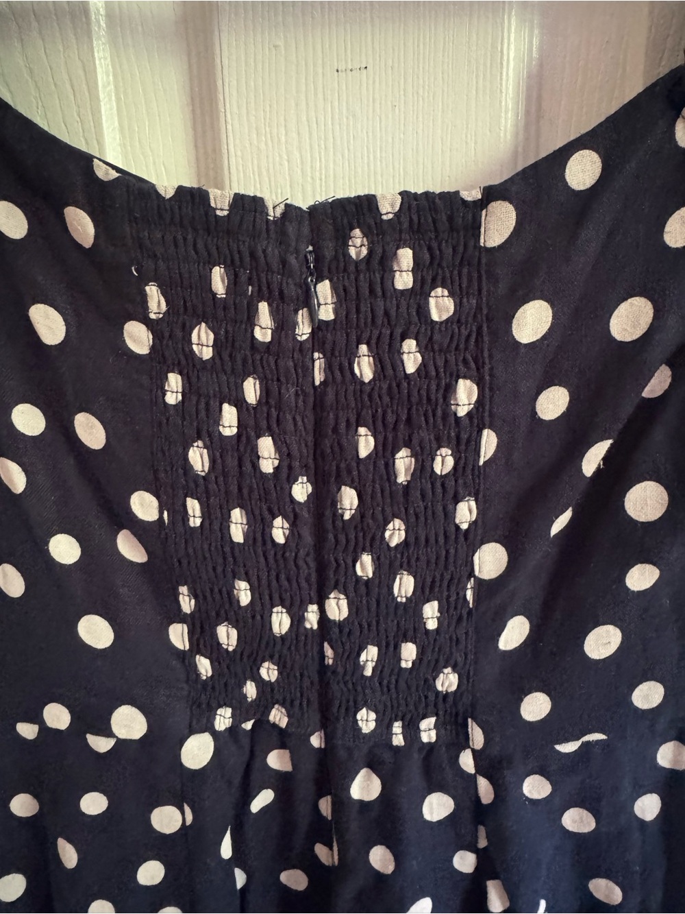Abercrombie & Fitch Navy Polka Dot Mini Linen Dress size Medium - Picture 5 of 15